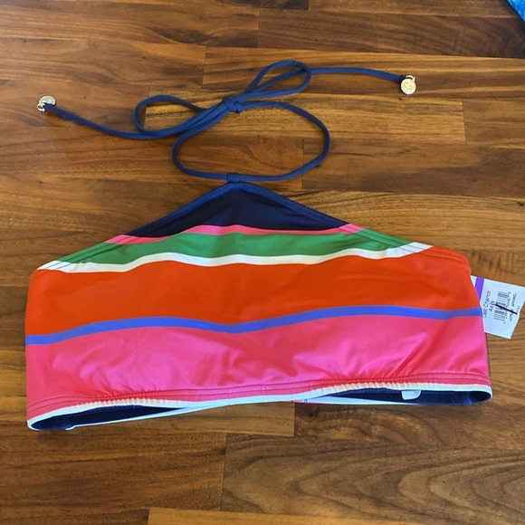Kate Spade New York Hi Neck Stripe Bikini Swim Top - Picture 1 of 5